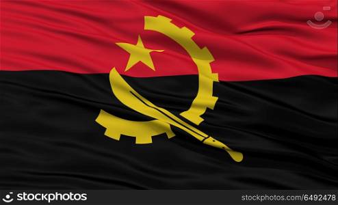Closeup Angola Flag, Waving in the Wind, High Resolution