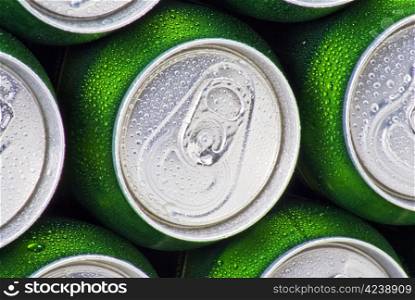 Closeup background of cans stacked up