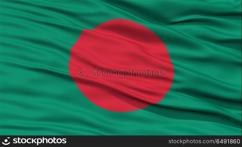 Closeup Bangladesh Flag, Waving in the Wind, High Resolution