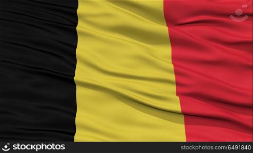 Closeup Belgium Flag, Waving in the Wind, High Resolution