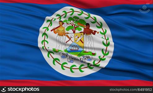 Closeup Belize Flag, Waving in the Wind, High Resolution