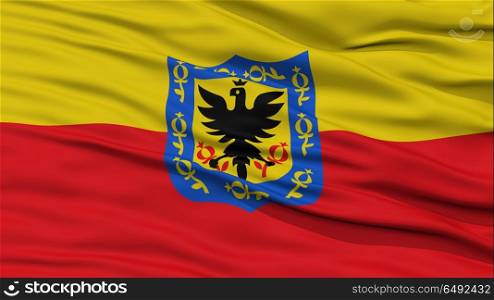 Closeup Bogota City Flag, Capital City of Colombia, Waving in the Wind