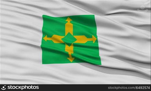 Closeup Brasilia City Flag, Capital City of Brazil, Waving in the Wind