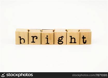 closeup bright wording isolate on white background
