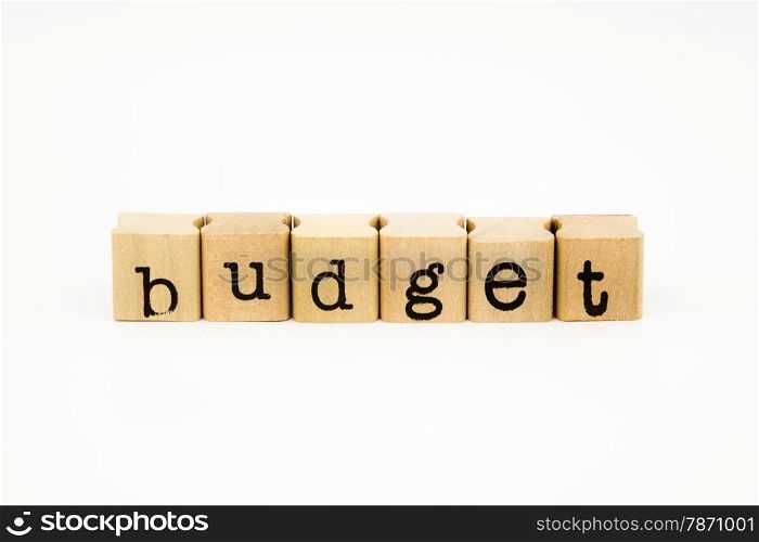 closeup budget wording isolate on white background