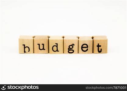 closeup budget wording isolate on white background