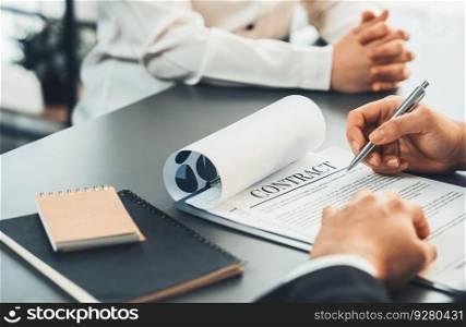 Closeup busi≠ssman sign contract or≤gal document with pen in his hand during corporate meeting for busi≠ss deal or≤gal executive decision to pay off a loan or filing for bankruptcy. Equilibrium. Closeup busi≠ssman sign contract with a pen in his hand. Equilibrium