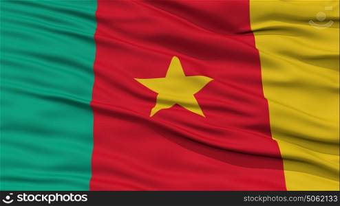 Closeup Cameroon Flag. Closeup Cameroon Flag, Waving in the Wind, High Resolution