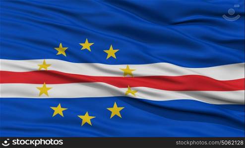Closeup Cape Verde Flag. Closeup Cape Verde Flag, Waving in the Wind, High Resolution