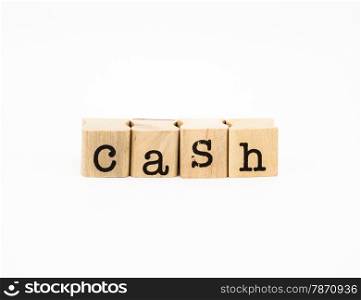 closeup cash wording isolate on white background, money and currency concept for banking and business.