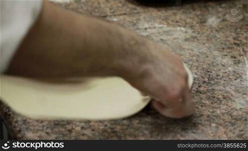Closeup Chef Hand Making Pizza Dough.