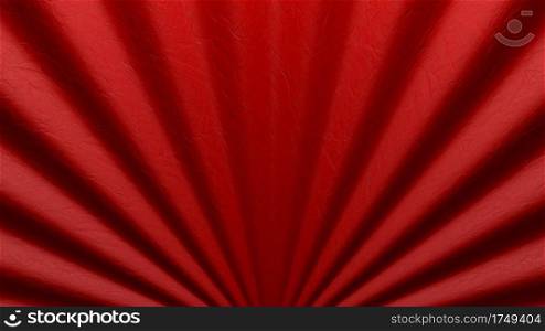 Closeup Chinese style folded fan or curtain for cinema background. Abstract wallpaper and backdrop object concept. 3d illustration rendering graphic design