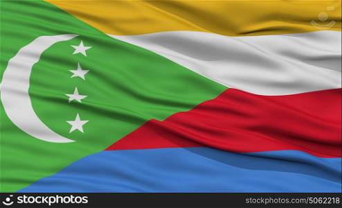 Closeup Comoros Flag. Closeup Comoros Flag, Waving in the Wind, High Resolution