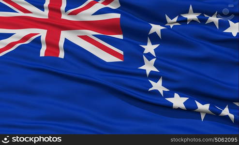 Closeup Cook Islands Flag. Closeup Cook Islands Flag, Waving in the Wind, High Resolution