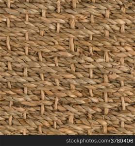 Closeup detail of a brown sisal carpet texture background.