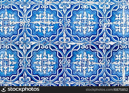 Closeup detail of old Portuguese glazed tiles.