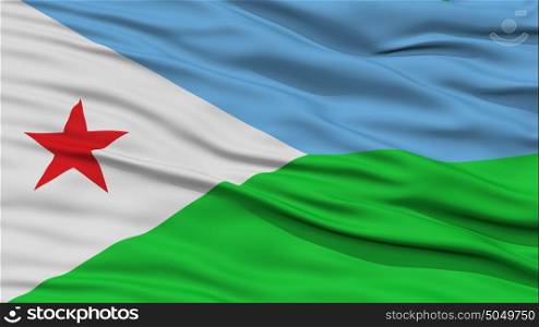 Closeup Djibouti Flag. Closeup Djibouti Flag, Waving in the Wind, High Resolution