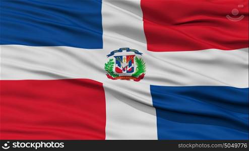 Closeup Dominican Republic Flag. Closeup Dominican Republic Flag, Waving in the Wind, 3D Rendering