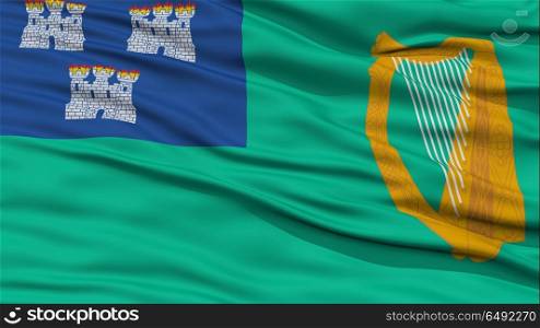 Closeup Dublin City Flag, Capital City of Ireland, Waving in the Wind