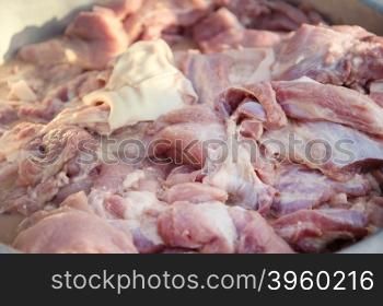 closeup food of marinated pork