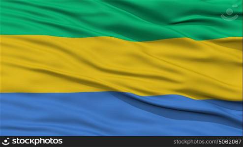 Closeup Gabon Flag. Closeup Gabon Flag, Waving in the Wind, High Resolution