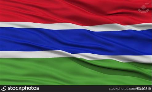 Closeup Gambia Flag. Closeup Gambia Flag, Waving in the Wind, High Resolution