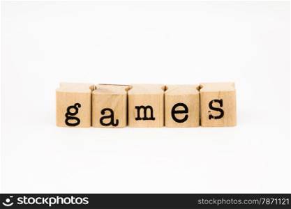 closeup games wording isolate on white background