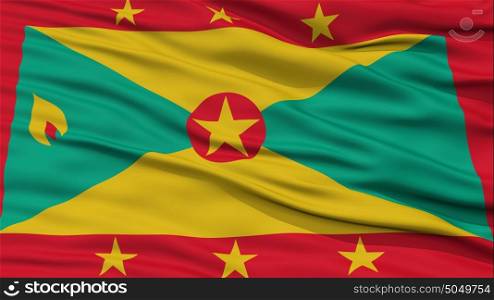 Closeup Grenada Flag. Closeup Grenada Flag, Waving in the Wind, High Resolution