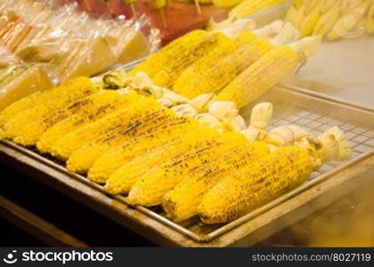 Closeup grilled corn vegetable food background