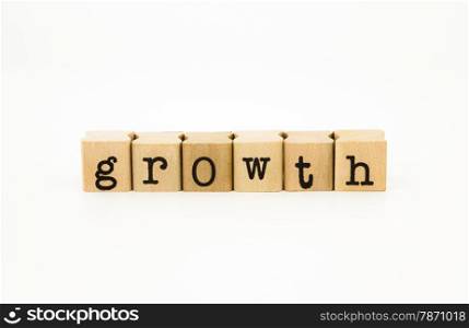 closeup growth wording isolate on white background, business concept and idea