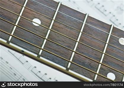 closeup guitar fretboard. guitar