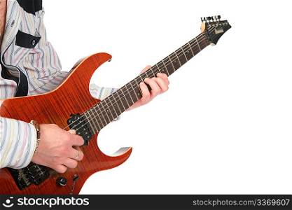 Closeup hands with guitar