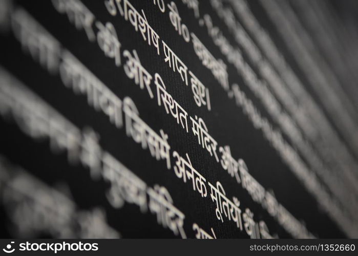 Closeup Hindi Alphabets on Black background