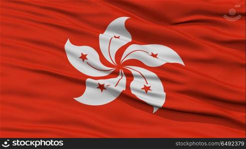 Closeup Hong Kong City Flag, Capital City of Hong Kong, Waving in the Wind