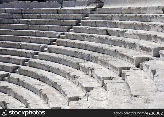 Closeup image of ancient theater in Plovdiv in Bulgaria