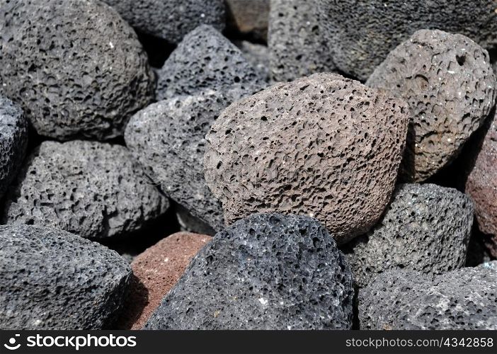 Closeup image of volcanic foam on the market in the town of Thira on island Thira of Santorini archipelago