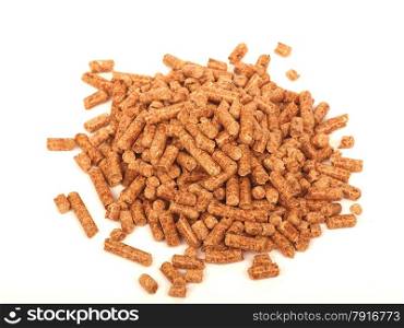 closeup image of wood pellets on white background