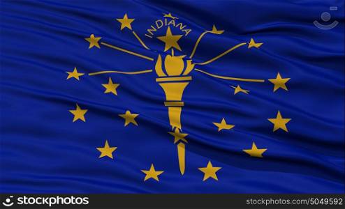 Closeup Indiana Flag, USA state. Closeup Indiana Flag on Flagpole, USA state, Waving in the Wind, High Resolution