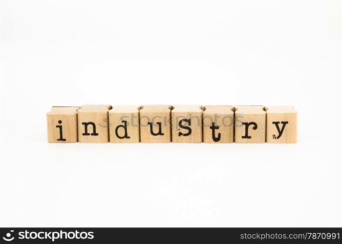 closeup industry wording isolate on white background