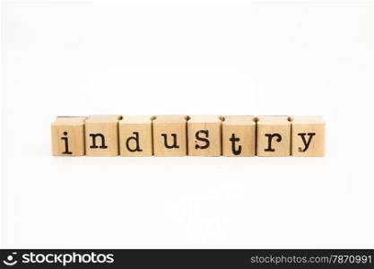closeup industry wording isolate on white background