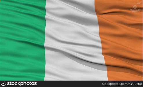 Closeup Ireland Flag, Waving in the Wind, High Resolution