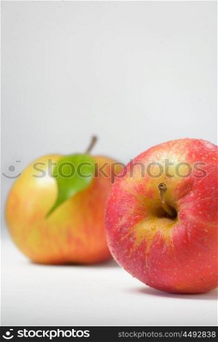 closeup isolated red apple and drops