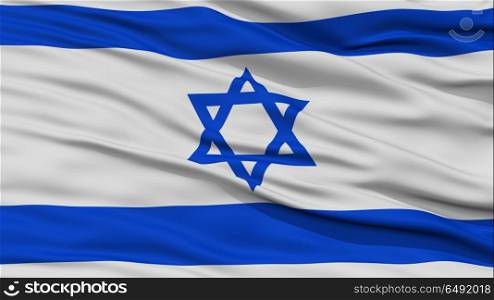 Closeup Israel Flag, Waving in the Wind, 3D Rendering