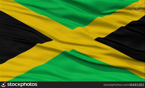Closeup Jamaica Flag, Waving in the Wind, High Resolution