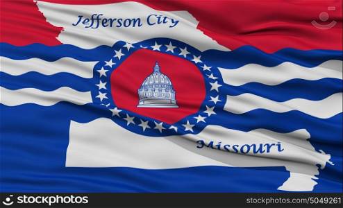 Closeup Jefferson City Flag. Closeup Jefferson City Flag, Capital of Missouri State, Flying in the Wind