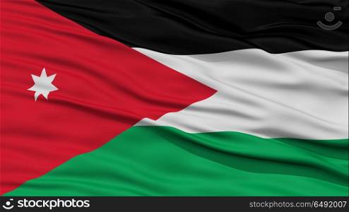 Closeup Jordan Flag, Waving in the Wind, High Resolution