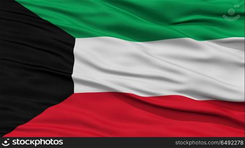 Closeup Kuwait Flag, Waving in the Wind, High Resolution