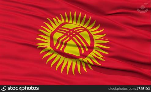 Closeup Kyrgyzstan Flag, Waving in the Wind, High Resolution