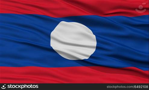 Closeup Laos Flag, Waving in the Wind, High Resolution