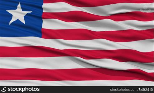 Closeup Liberia Flag, Waving in the Wind, High Resolution